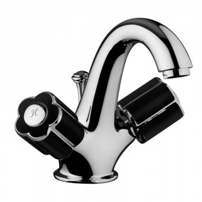 Смеситель для раковины Bongio Fleur Noir, цвет: хром/черный фарфор