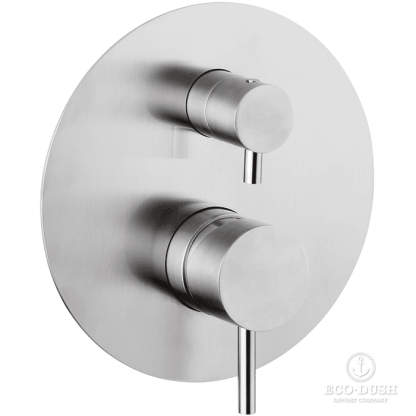 HUBER Lynox Встраиваемый смеситель для душа с переключателем на 2 выхода, на круглом основании, нержавеющая сталь
