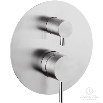 HUBER Lynox Встраиваемый смеситель для душа с переключателем на 2 выхода, на круглом основании, нержавеющая сталь