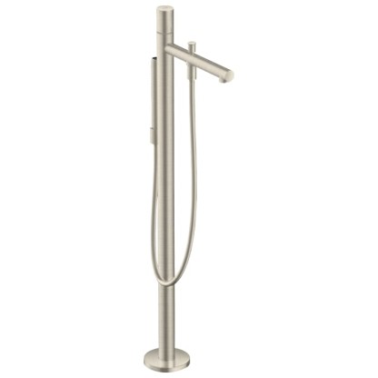 Axor Uno Смеситель для ванны, однорычажный, с ручным душем, напольный, внешняя часть, цвет: шлифованный никель