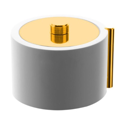 Bertocci Easy Контейнер с крышкой из композита, отделка "тысяча строк", цвет: белый матовый/золото