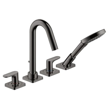 Axor Citterio M Смеситель на борт ванны, на 4 отв., с ручным душем, цвет: полированный черный хром