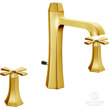 CISAL Cherie Смеситель для раковины на 3 отверстия, с донным клапаном, цвет: золото/черный