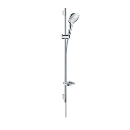 Hansgrohe Raindance Select E Душевой набор: штанга 90см., ручной душ 120, 3jet (Rain, RainAir, WhirlAir), EcoSmart, мыльница, шланг, цвет: белый/хром