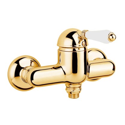 Nicolazzi P.m. Blanc Смеситель для душа однорычажный, вывод снизу 1/2", ручки белая керамика, цвет: золото