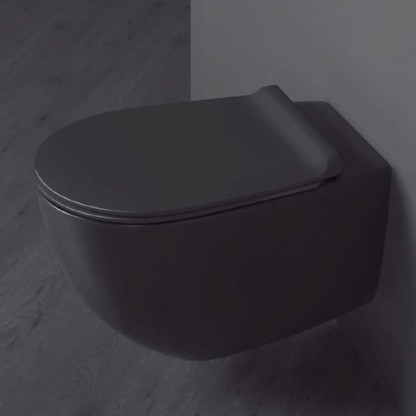 SIMAS Vignoni унитаз подвесной безободковый "Rimless" 56х36.5см, цвет: черный матовый