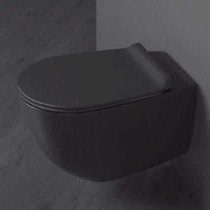 SIMAS Vignoni унитаз подвесной безободковый "Rimless" 56х36.5см, цвет: черный матовый