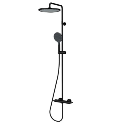 Bossini Apice Стойка для душа с термостатическим смесителем, верхним душем ?280 мм., ручным душем и шлангом 1500 мм., цвет: черный матовый