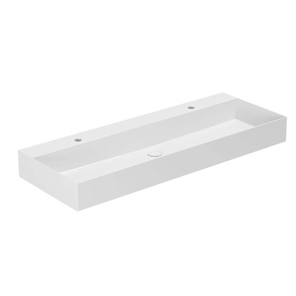 Azzurra Elegance Squared Раковина подвесная/накладная, 122x45xH12,5 см, 2 отв., цвет: Bianco lucido