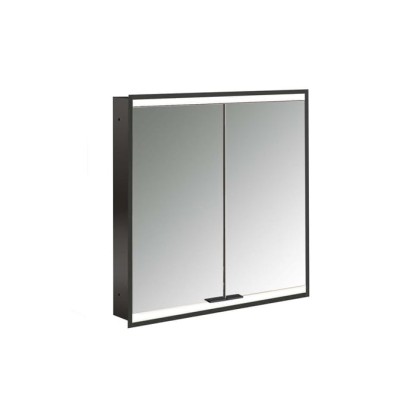 Emco Prime Зеркальный шкаф 60см., с подсветкой LED2 Facelift встраив. модель, 1-дверка, IP 20, цвет черный зеркальная задняя стенка