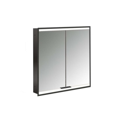 Emco Prime Зеркальный шкаф 60см., с подсветкой LED2 Facelift встраив. модель, 1-дверка, IP 20, цвет черный зеркальная задняя стенка