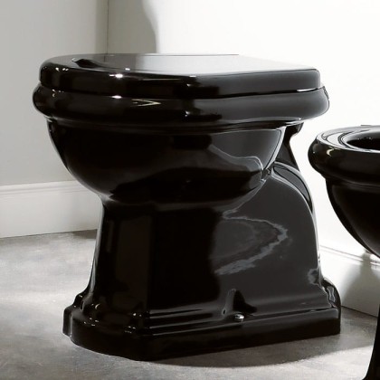 Kerasan Retro Унитаз 53х38.5см., приставной, слив в стену, цвет: черный глянцевый