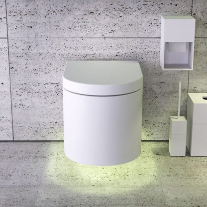 KNIEF Moon унитаз подвесной безободковый  59х39х36 см, с подсветкой ,  цвет: белый матовый