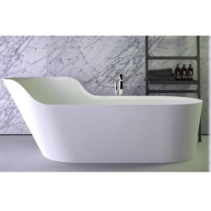 KNIEF Glow Ванна отдельностоящая ассимметричная левая  182х82х70/50см  со сливом, цвет: белый матовый