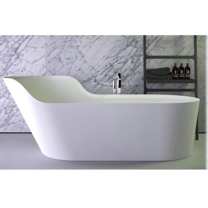 KNIEF Glow Ванна отдельностоящая ассимметричная левая  182х82х70/50см  со сливом, цвет: белый матовый