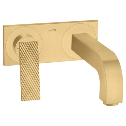 Axor Citterio Смеситель для раковины, встраиваемый, излив: 22см, с панелью, текстура, цвет: шлифованное золото