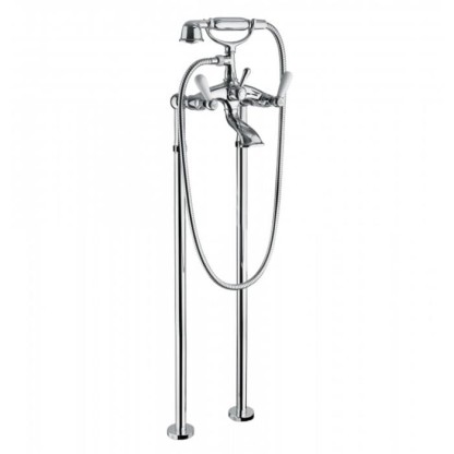 Смеситель для ванны Bongio Oxford Lux, цвет: хром/белый фарфор