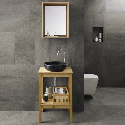 Burgbad MAX Комплект мебели 55х40х91см, напольный, с раковиной, с зеркалом, с 1 полкой, цвет: Natural knotty oak