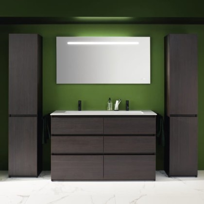 Burgbad Lin20 Комплект мебели 142х49.5х90.2см, напольный, с раковиной, с 6 ящиками, цвет: Mocca oak decor