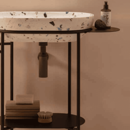 Globo Ring Консоль напольная 65x42х84,5 см, без отв. под смеситель, с полотенцедержателем, цвет: черный матовый