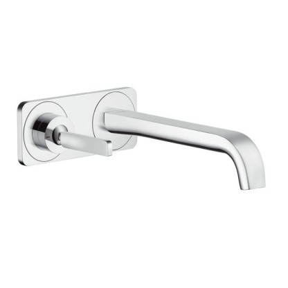 Axor Citterio E, Смеситель для раковины,однорычажный, с панелью иизливом 220 мм, настенный монтаж, внешняя часть, цвет: хром