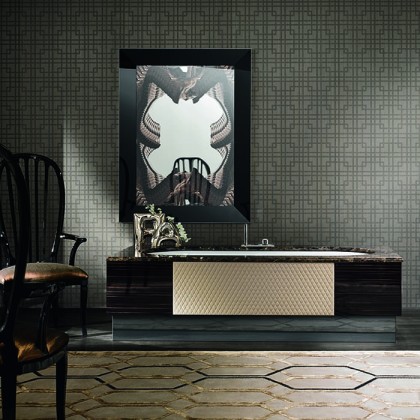 VITAGE milldue edition FOUR SEASONS Ванна 180х75 см, стальная, подача воды из водослива, в комплекте с сифоном, основанием и мраморным топом, отдельностоящая, цвет: Ebano/Emperador