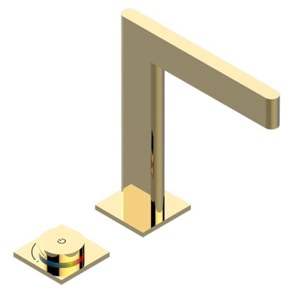 THG ICON-X TITANE A MANETTES Смеситель для раковины, 2 отв., электронный, с донным клапаном, цвет: полированное золото