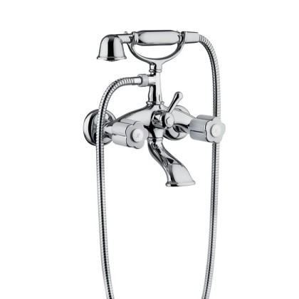 Bongio Fleur Blanc Смеситель для ванны с ручным душем, цвет: хром/белый фарфор