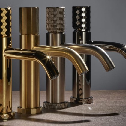 Fima Carlo Frattini Spillo Tech Смеситель для раковины, на 1 отв., XS, с донным клапаном, цвет: золото