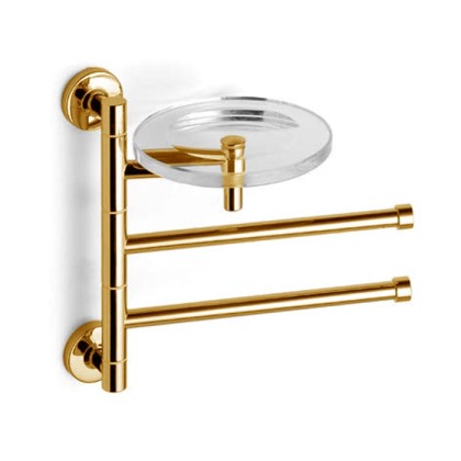 Bertocci Cinquecento Полотенцедержатель поворотный, двойной 23 см с мыльницей, подвесной, цвет: золото