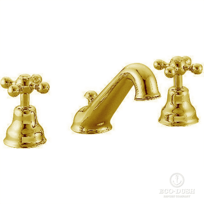 CISAL Arcana Ceramic Смеситель для раковины на 3 отверстия с донным клапаном, цвет: золото