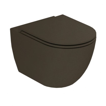 Azzurra Comoda Унитаз подвесной безободковый 51,5x36 см, c креплением, Easy Clean, 3L Water Saving, цвет: Cacao