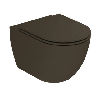 Azzurra Comoda Унитаз подвесной безободковый 51,5x36 см, c креплением, Easy Clean, 3L Water Saving, цвет: Cacao