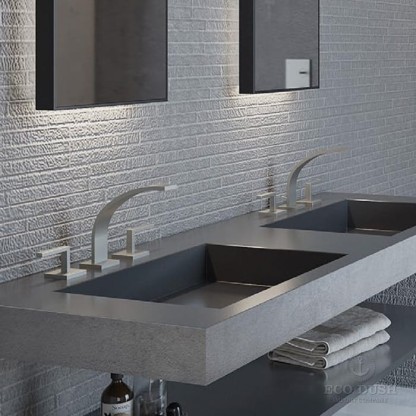 Cisal Wave Смеситель для раковины, 3 отв., излив 154 мм, цвет: никель матовый