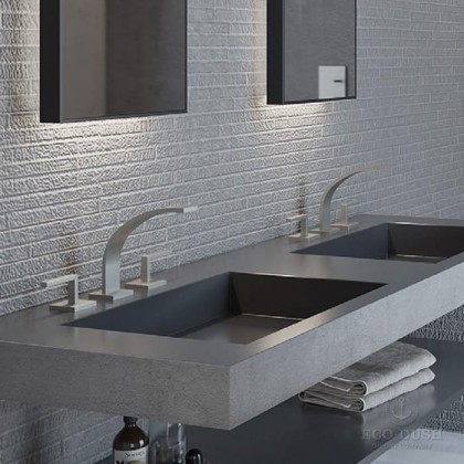 Cisal Wave Смеситель для раковины, 3 отв., излив 154 мм, цвет: никель матовый