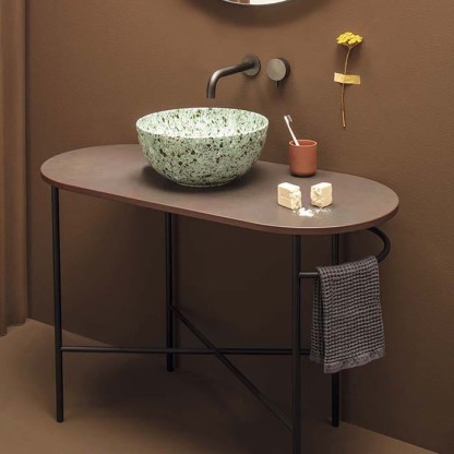 Globo Bob Консоль напольная, 93х46х72 см, без отв. под раковину, с полотенцедержателем правая R, цвет: черный матовый/Keranium