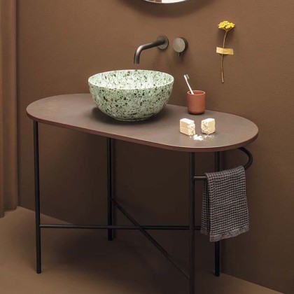 Globo Bob Консоль напольная, 93х46х72 см, без отв. под раковину, с полотенцедержателем правая R, цвет: черный матовый/Keranium