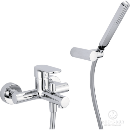 CISAL LineaViva Смеситель настенный для ванны/душа с ручной лейкой,держателем и шлангом, цвет: хром
