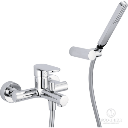 CISAL LineaViva Смеситель настенный для ванны/душа с ручной лейкой,держателем и шлангом, цвет: хром