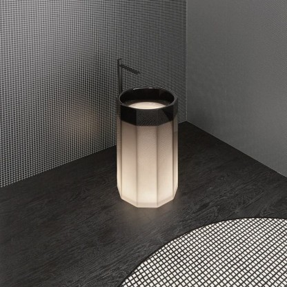 Antonio Lupi Vitreo Раковина напольная ?50х85см, с подсветкой LED, слив в пол, Cristalmood, пьедестал матовый, цвет: Fume