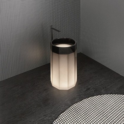 Antonio Lupi Vitreo Раковина напольная ?50х85см, с подсветкой LED, слив в пол, Cristalmood, пьедестал матовый, цвет: Fume