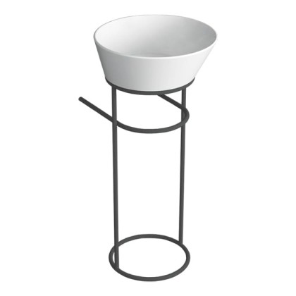 Simas Wave Структура металлическая напольная 30х40х75 см, с раковиной без отв. под смеситель, цвет: черный матовый