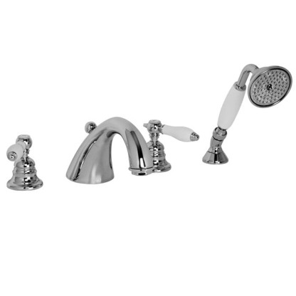 Fima Carlo Frattini Herend Смеситель на борт ванны, на 4 отв., с ручным душем, цвет: золото