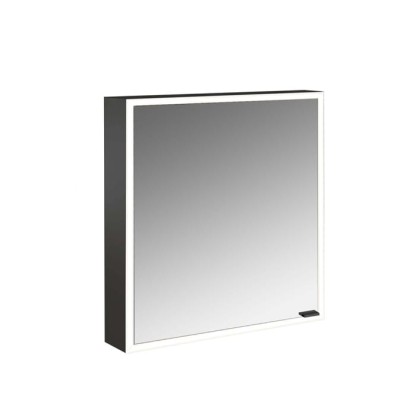 Emco Prime Зеркальный шкаф 60см., с подсветкой LED Facelift навесная модель, 1-дверка, IP 20, цвет черный петли слева, зеркальная задняя стенка