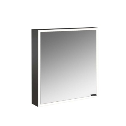 Emco Prime Зеркальный шкаф 60см., с подсветкой LED Facelift навесная модель, 1-дверка, IP 20, цвет черный петли слева, зеркальная задняя стенка