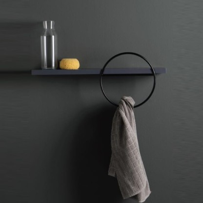 Bertocci Mettitutto Полка черная деревянная 40см., с круглым полотенцедержателем D22см., цвет: черный матовый