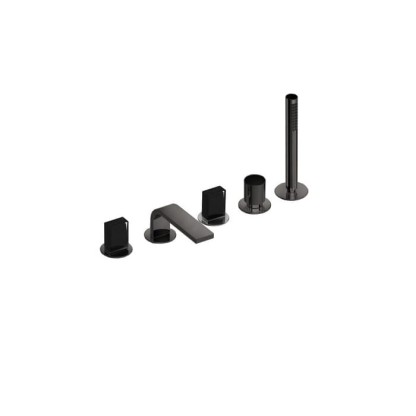 Fantini Venezia In Смеситель для ванны, набортный, 5 отв., излив: 160 мм, цвет: Matt Gun Metal PVD