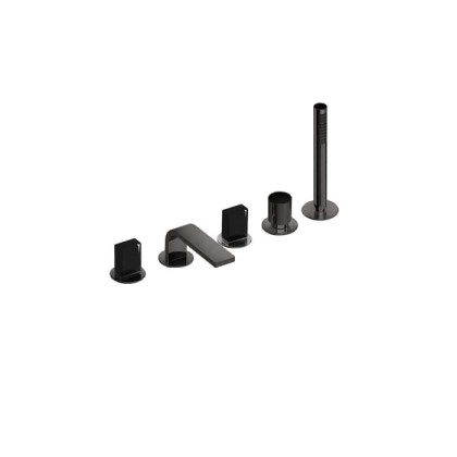 Fantini Venezia In Смеситель для ванны, набортный, 5 отв., излив: 160 мм, цвет: Matt Gun Metal PVD