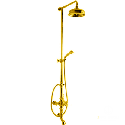 CISAL Arcana America Термостатический смеситель для ванны/душа с душевым комплектом и верхним душем, цвет: золото