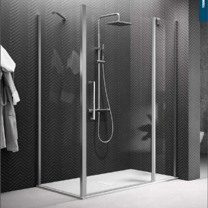 Novellini Young Душевой угол 100х100х200см., Sx/DX, стекло прозрачное, цвет: хром